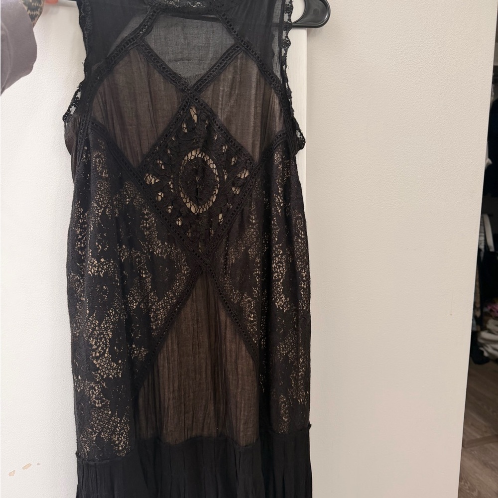 Free people Black Lace Sheer Sleeveless Women’s Dress